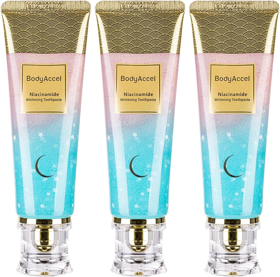 Niacinamide Whitening Toothpaste – Natural Whitening Toothpaste with Niacinamide, Gentle Formula for Brighter Teeth & Fresh Breath, 3-Pack