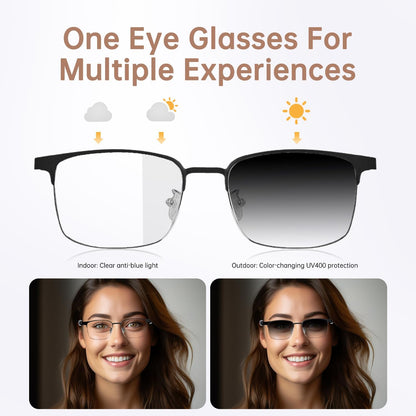 Smart Photochromic Bluetooth Audio Glasses - with Open Earphones and Voice Assistant