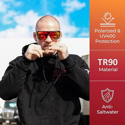 Men’s Polarized Sunglasses - Curved Shield Frame UV Protection Glasses