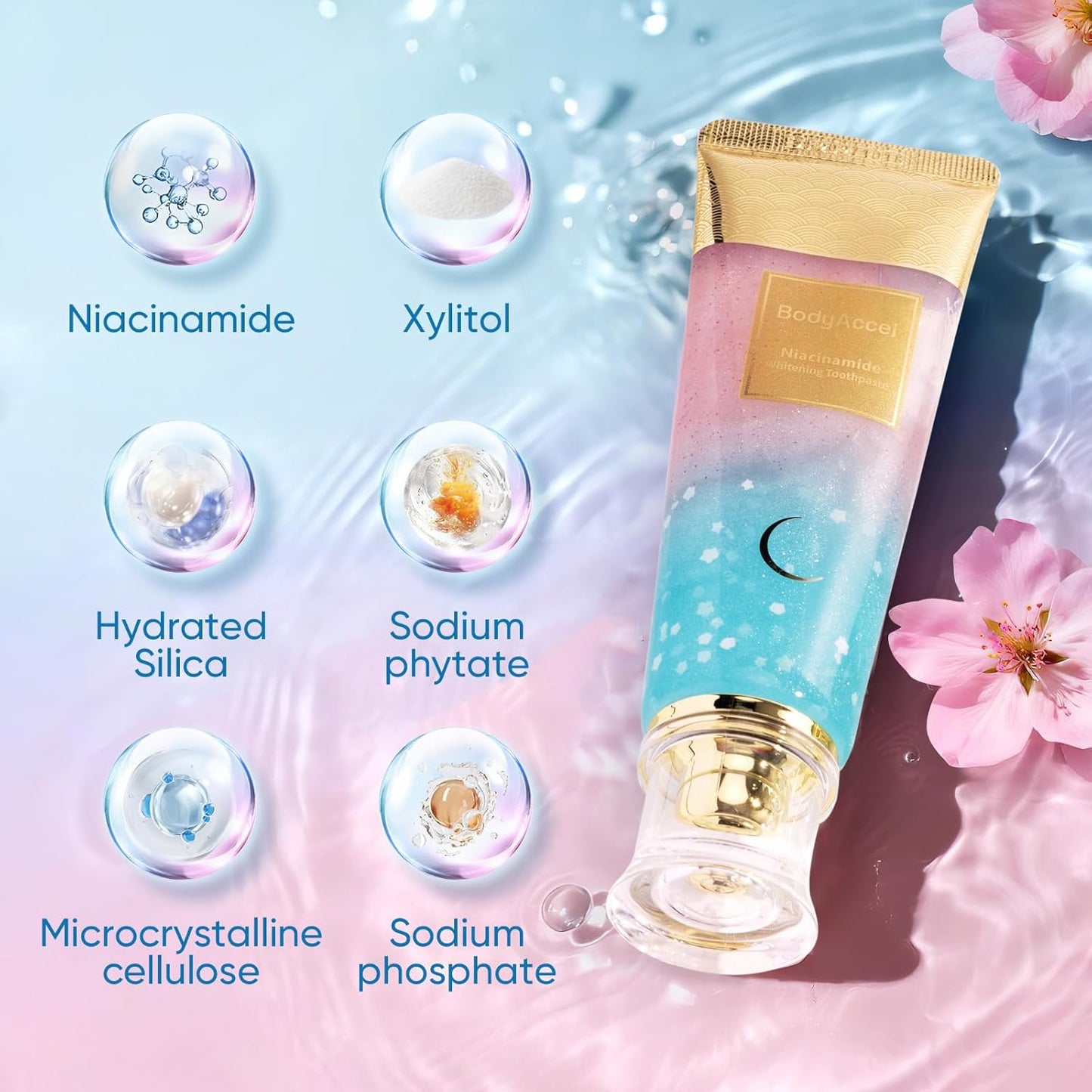 Niacinamide Whitening Toothpaste – Natural Whitening Toothpaste with Niacinamide, Gentle Formula for Brighter Teeth & Fresh Breath, 3-Pack