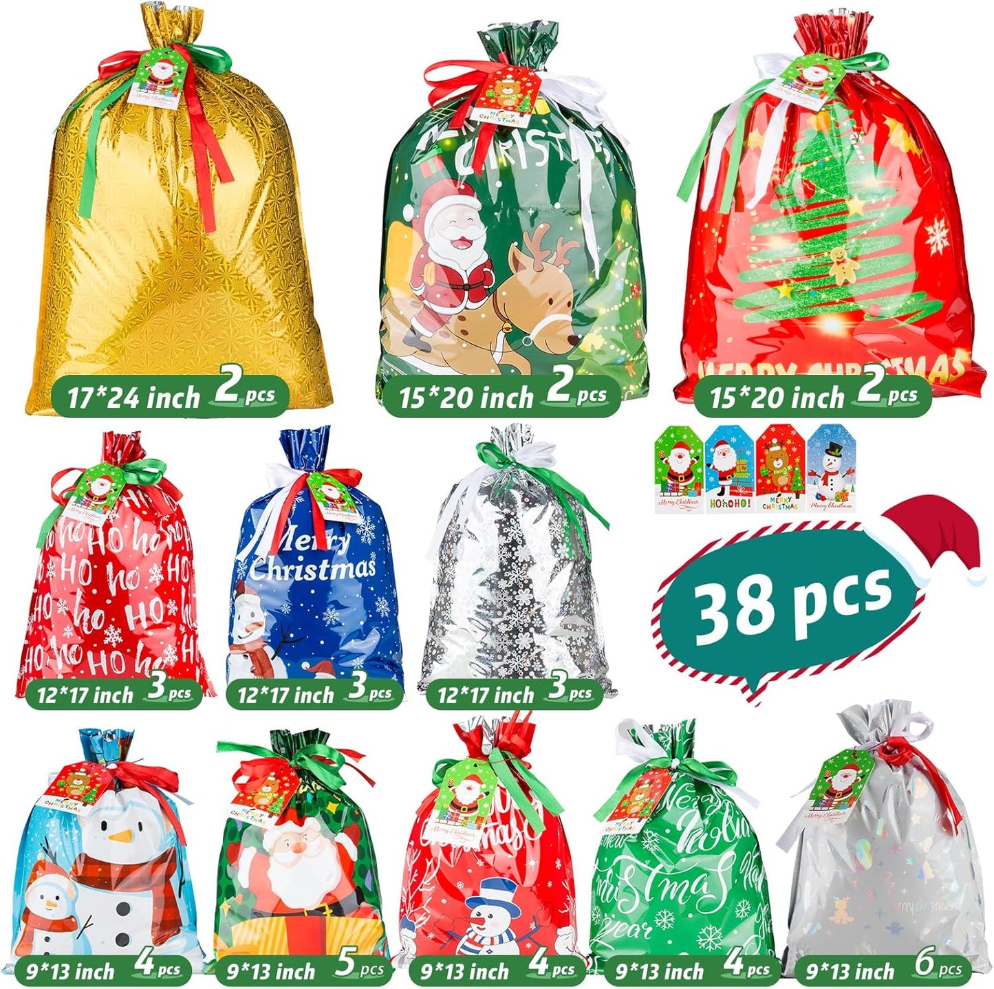 ✨SALE! ✨Buy two or more and get 15% OFF! 💥 38PCS Christmas Drawstring Gift Bags
