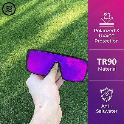 Men’s Polarized Sunglasses - Curved Shield Frame UV Protection Glasses