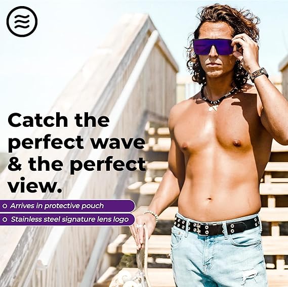 Men’s Polarized Sunglasses - Curved Shield Frame UV Protection Glasses