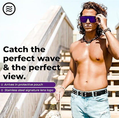 Men’s Polarized Sunglasses - Curved Shield Frame UV Protection Glasses