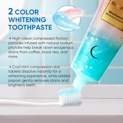 Niacinamide Whitening Toothpaste – Natural Whitening Toothpaste with Niacinamide, Gentle Formula for Brighter Teeth & Fresh Breath, 3-Pack