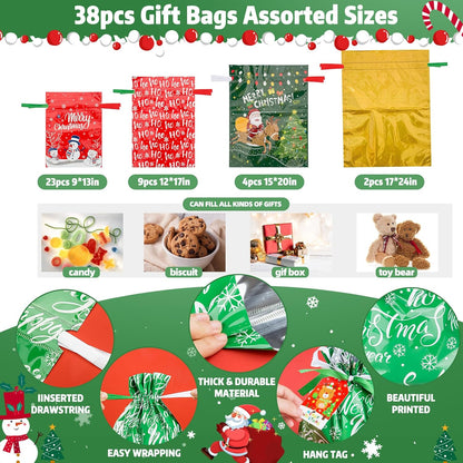 ✨SALE! ✨Buy two or more and get 15% OFF! 💥 38PCS Christmas Drawstring Gift Bags