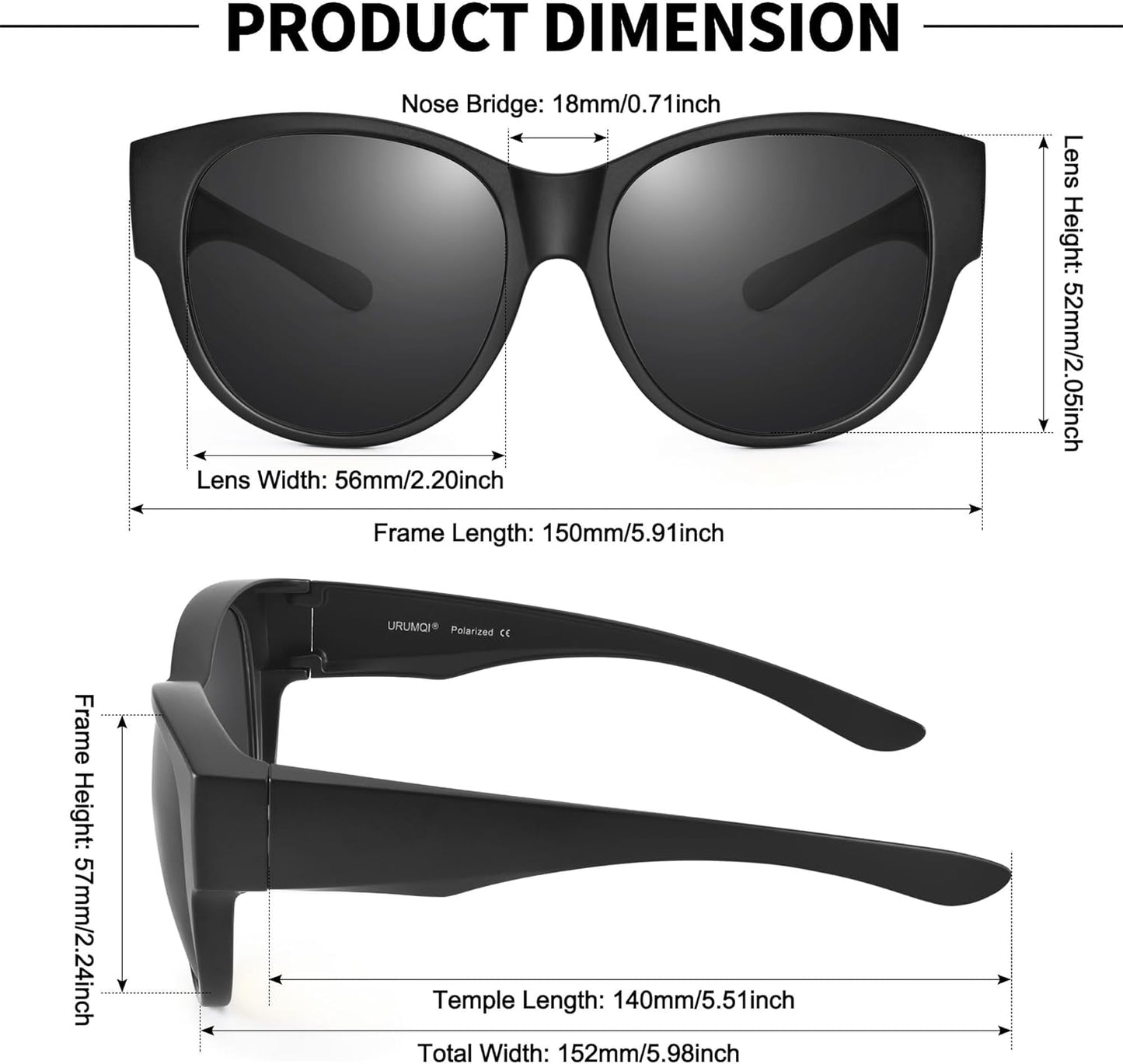 Sunglasses Fit Over Glasses for Women,Protection Sun Glasses Trendy Round Cat Eye.