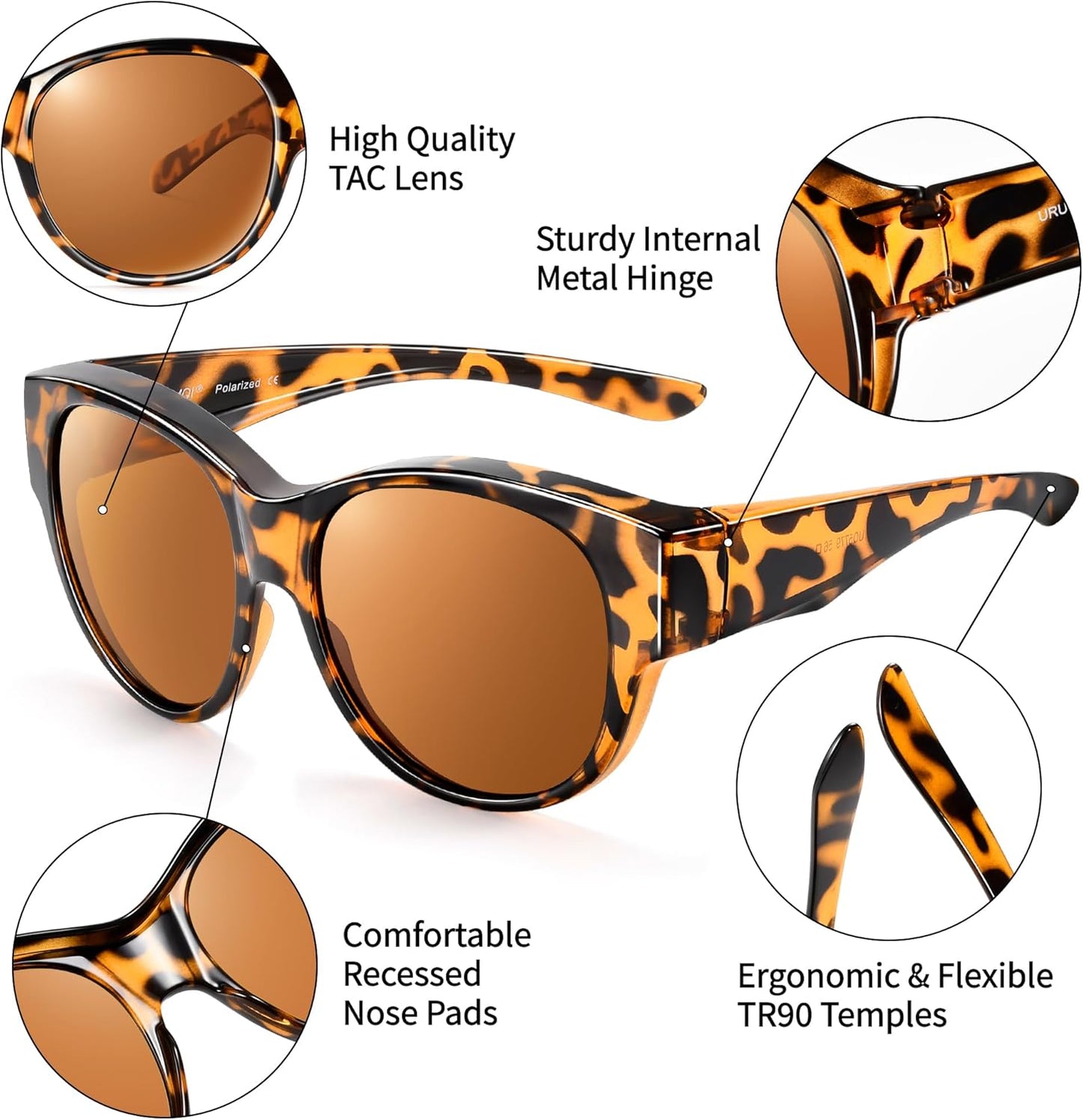 Sunglasses Fit Over Glasses for Women,Protection Sun Glasses Trendy Round Cat Eye.