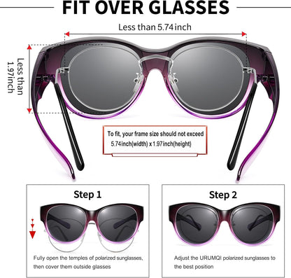 Sunglasses Fit Over Glasses for Women,Protection Sun Glasses Trendy Round Cat Eye.