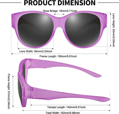 Sunglasses Fit Over Glasses for Women,Protection Sun Glasses Trendy Round Cat Eye.