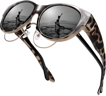 Sunglasses Fit Over Glasses for Women,Protection Sun Glasses Trendy Round Cat Eye.