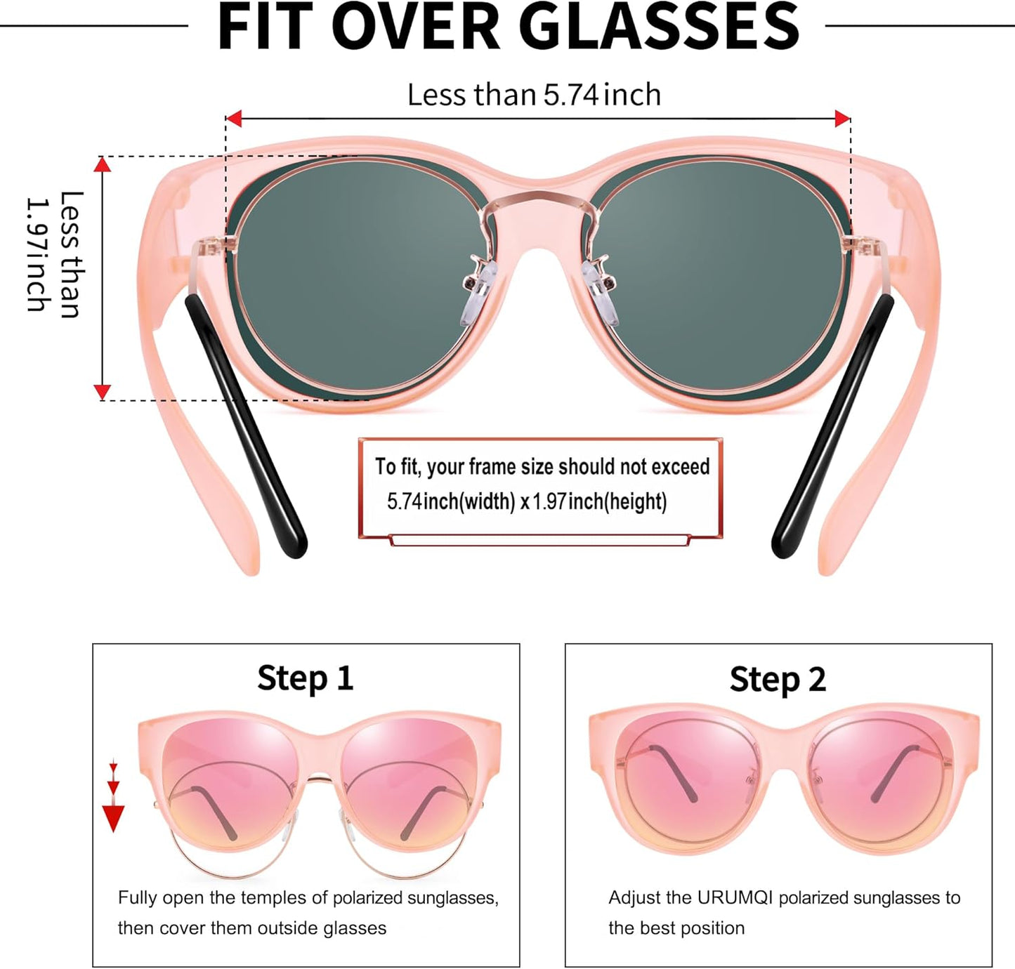 Sunglasses Fit Over Glasses for Women,Protection Sun Glasses Trendy Round Cat Eye.