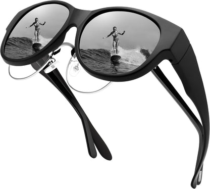 Sunglasses Fit Over Glasses for Women,Protection Sun Glasses Trendy Round Cat Eye.