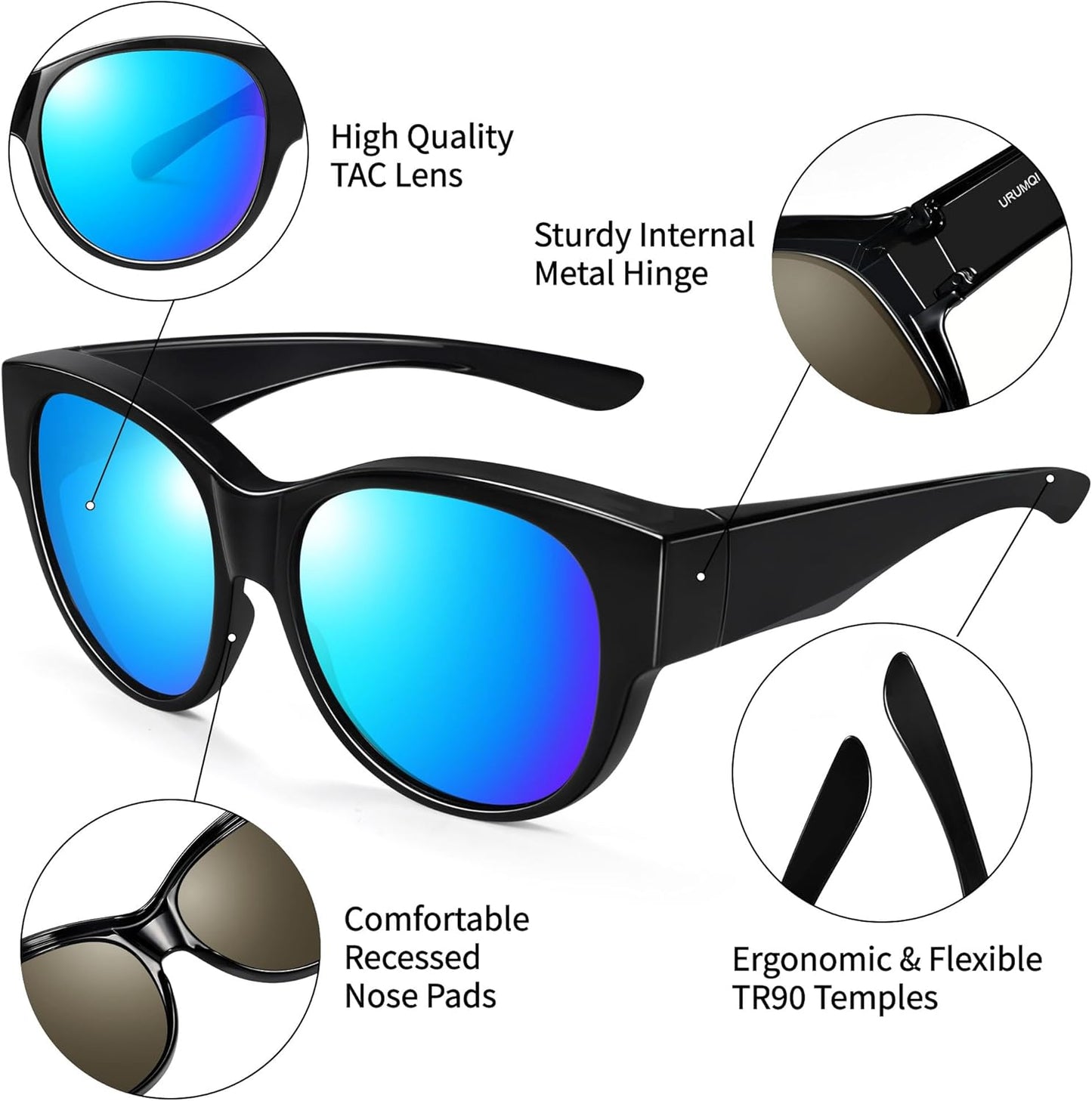 Sunglasses Fit Over Glasses for Women,Protection Sun Glasses Trendy Round Cat Eye.