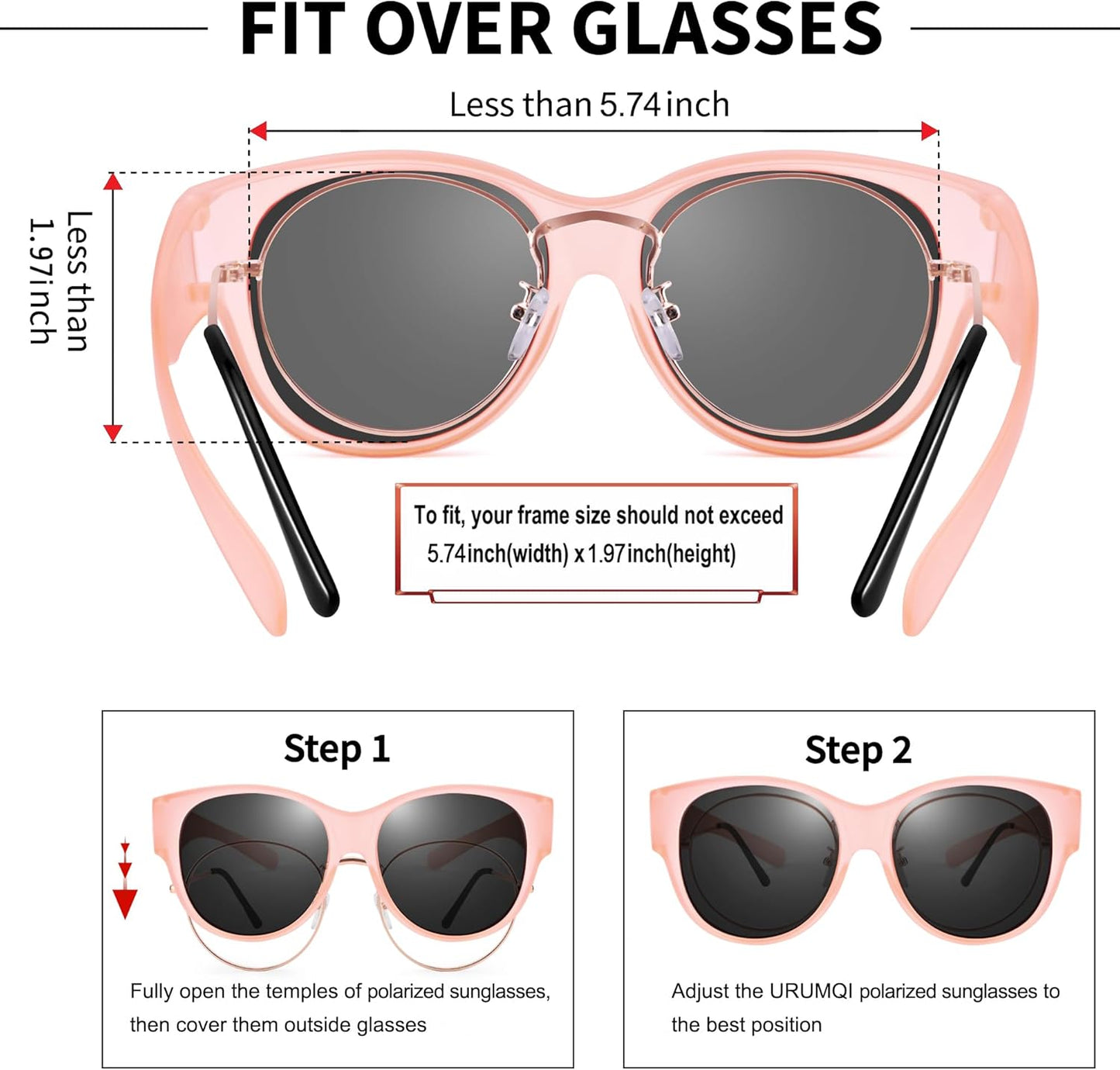 Sunglasses Fit Over Glasses for Women,Protection Sun Glasses Trendy Round Cat Eye.