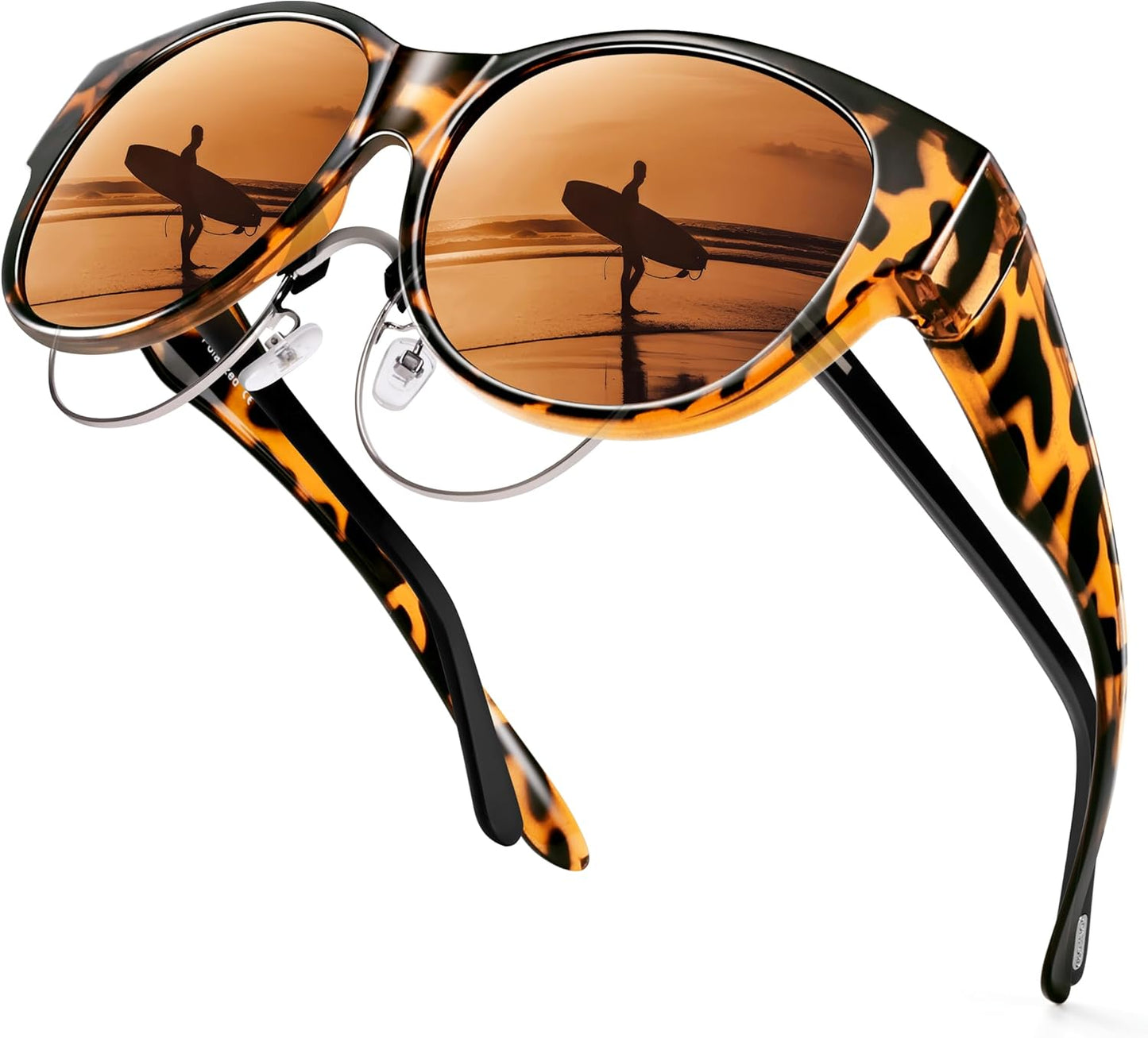 Sunglasses Fit Over Glasses for Women,Protection Sun Glasses Trendy Round Cat Eye.