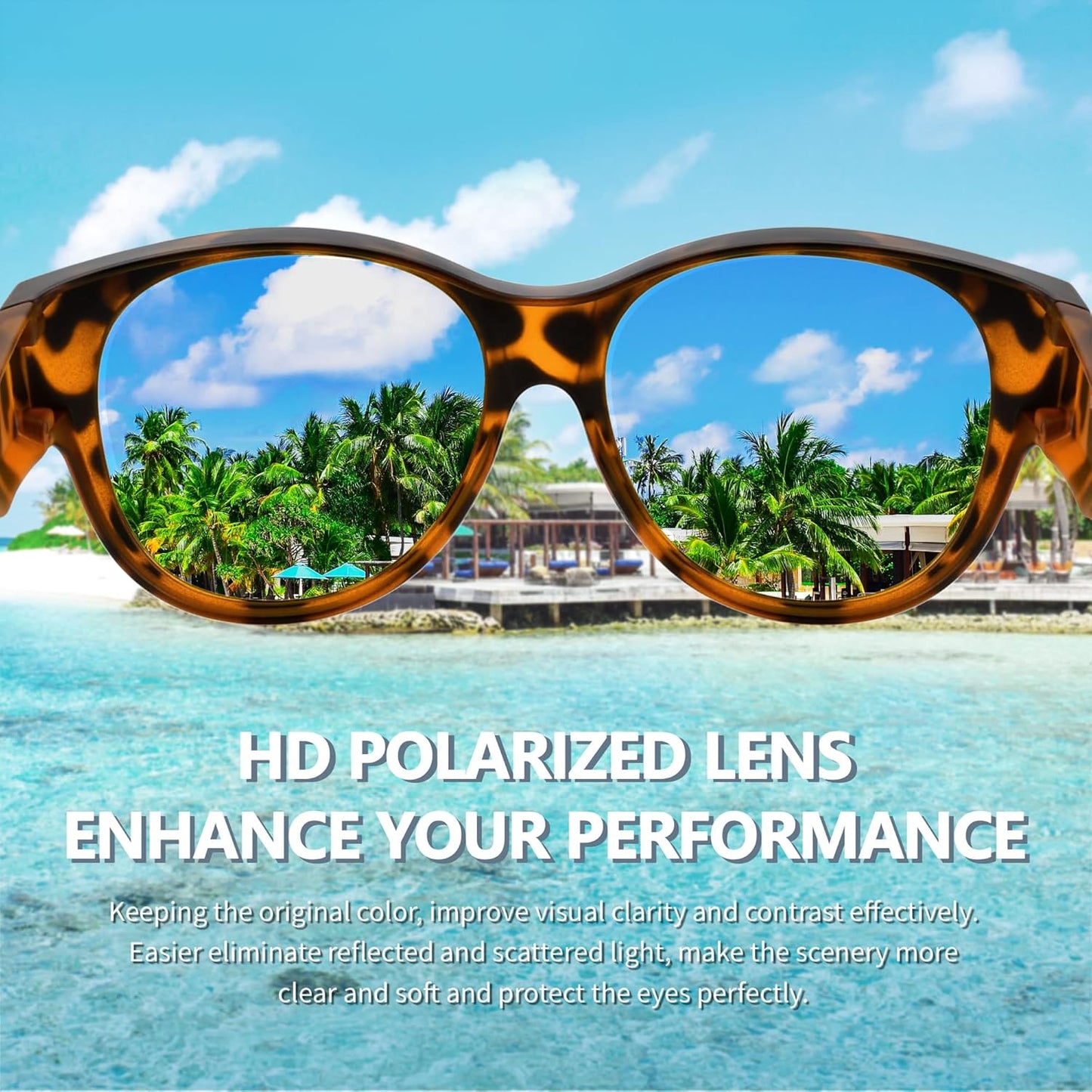 Sunglasses Fit Over Glasses for Women,Protection Sun Glasses Trendy Round Cat Eye.