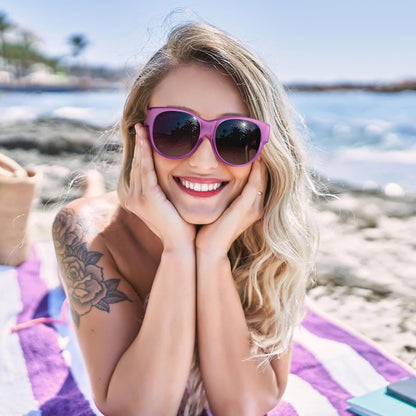 Sunglasses Fit Over Glasses for Women,Protection Sun Glasses Trendy Round Cat Eye.