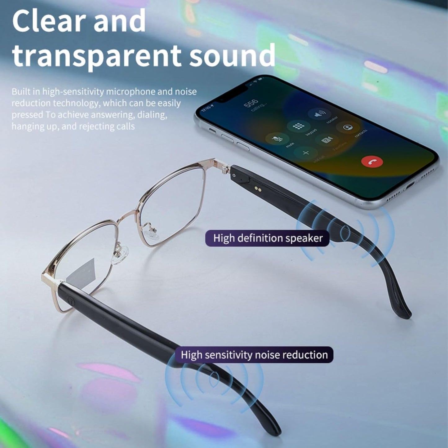 Smart Photochromic Bluetooth Audio Glasses - with Open Earphones and Voice Assistant