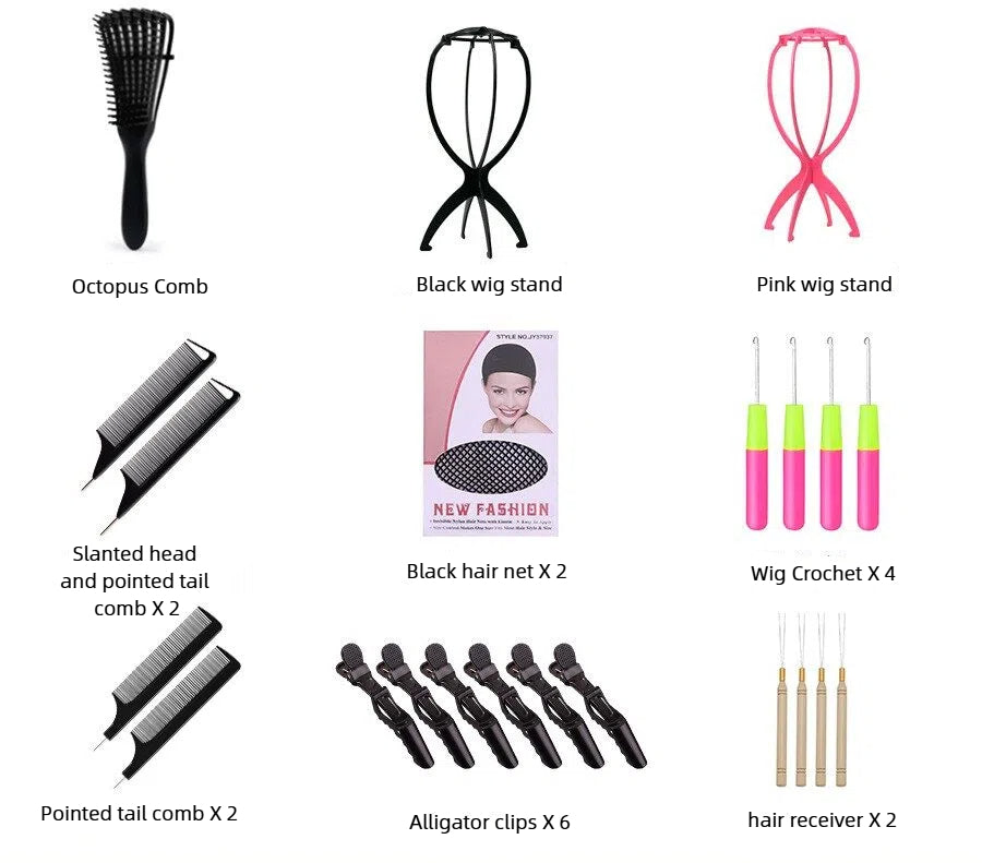 Wig Care Kit, Wig Accessories Set with Comb, Stand, Cap, Travel Bag